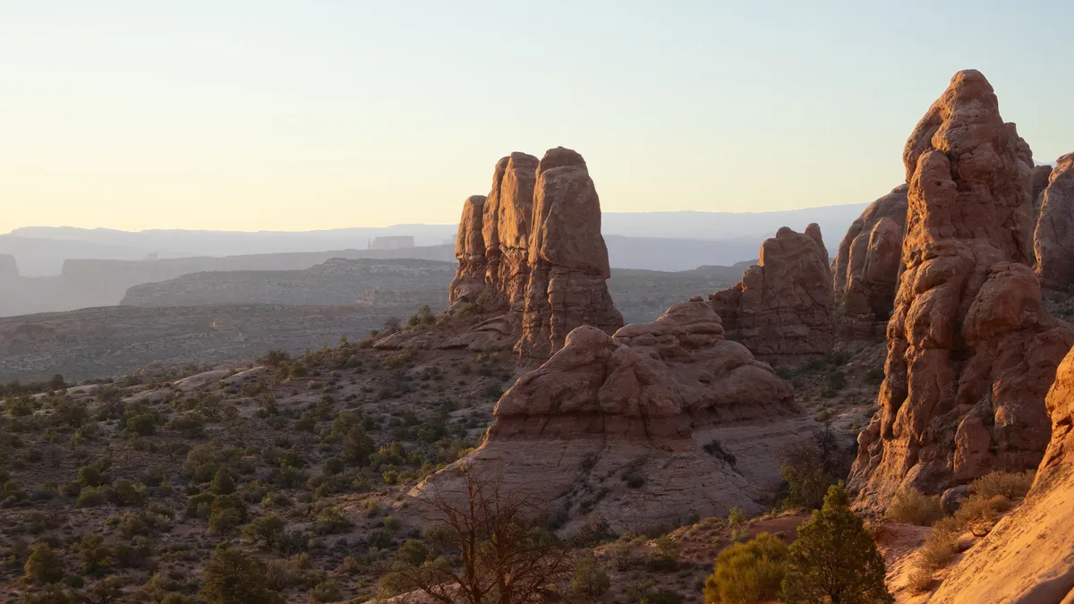 Sandstone fins in low sun